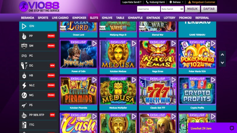 Berbagai Permainan Slot Online tersedia di Situs Vio88